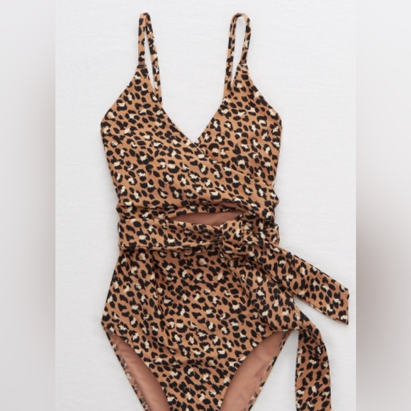 Leopard Print Wrap Swimsuit - Picture 1 of 4